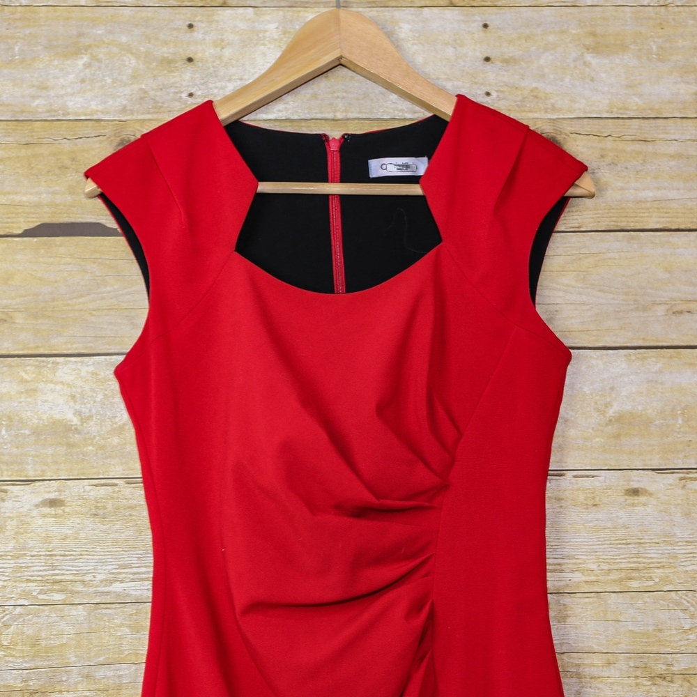 Clavin Klein Sleeveless Cocktail Mini Dress Red 4 - Picture 3 of 6